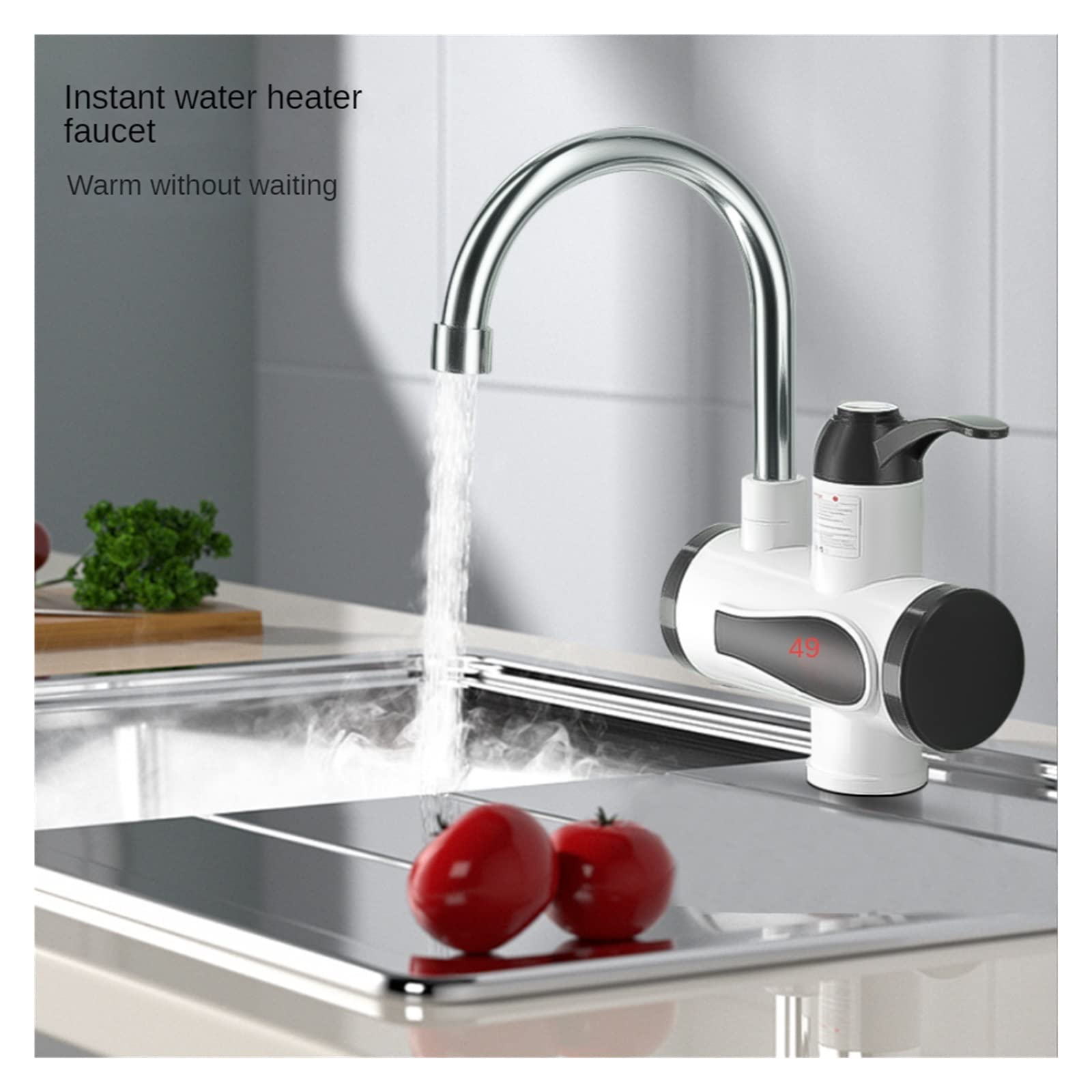 Instant tankloze waterkraan, Instant Boiler Kraan Tankless Heaters Keuken Warmwaterkraan Badkamer Verwarming Elektrisch Roestvrijstalen Shell(A