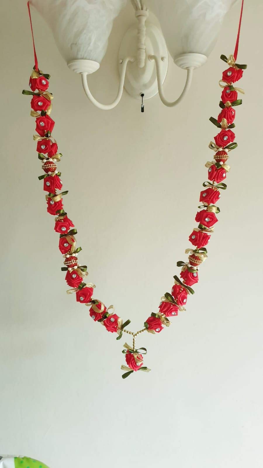 Estationeryhouse Artificial Indian mala/garland/haar jaimala shaadi indian wedding pooja ashtami,Mala 1 pc (Rose and Ribbon) - Image 4