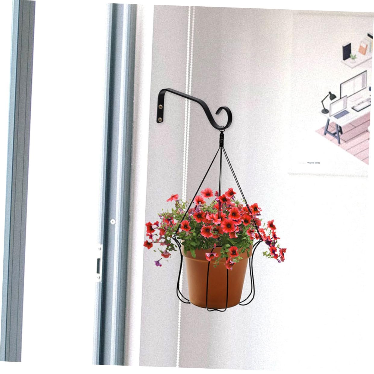 TOYANDONA Gancio da Giardino in Ferro Nero per Vasi Sospesi e Lanterne, Robusto e Salvaspazio, per Giardino e Balcone,