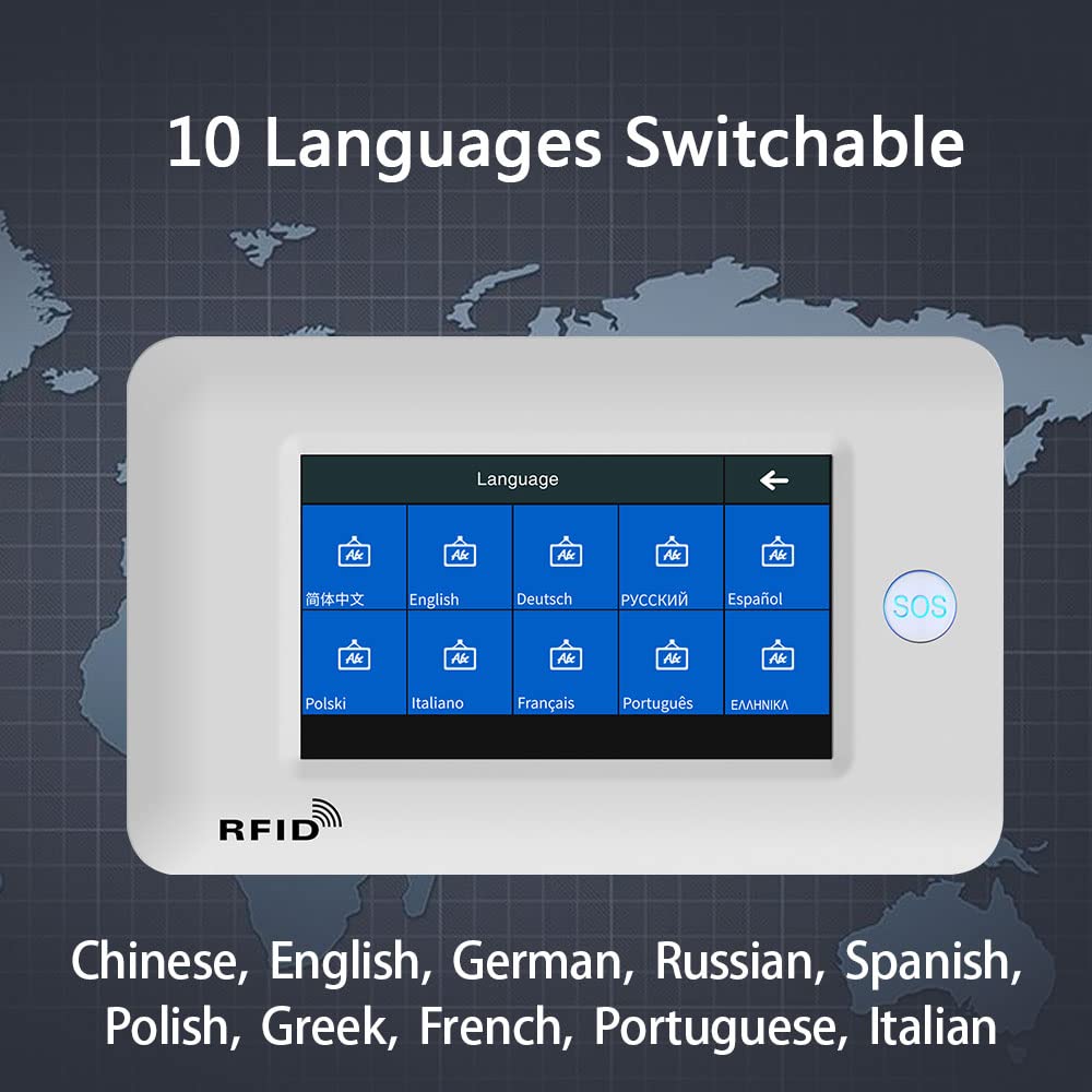 Sistema di allarme di sicurezza, Pannello touch da 4,3 pollici Wifi GSM di allarme sicurezza for la casa wireless Burglar Hurglar Tuya Vita intelligente App Controllo compatibile(J)