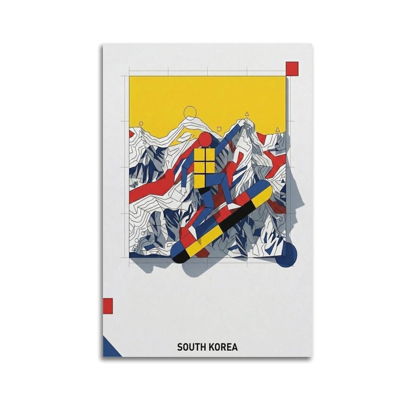 XKUGA PyeongChang Snowboarding Sport Poster Modern Decorative Canvas Prints - Ideal Wall Art for Family, Man Cave, Game Room, Boys & Girls Bedroom 20x30inch(50x75cm)