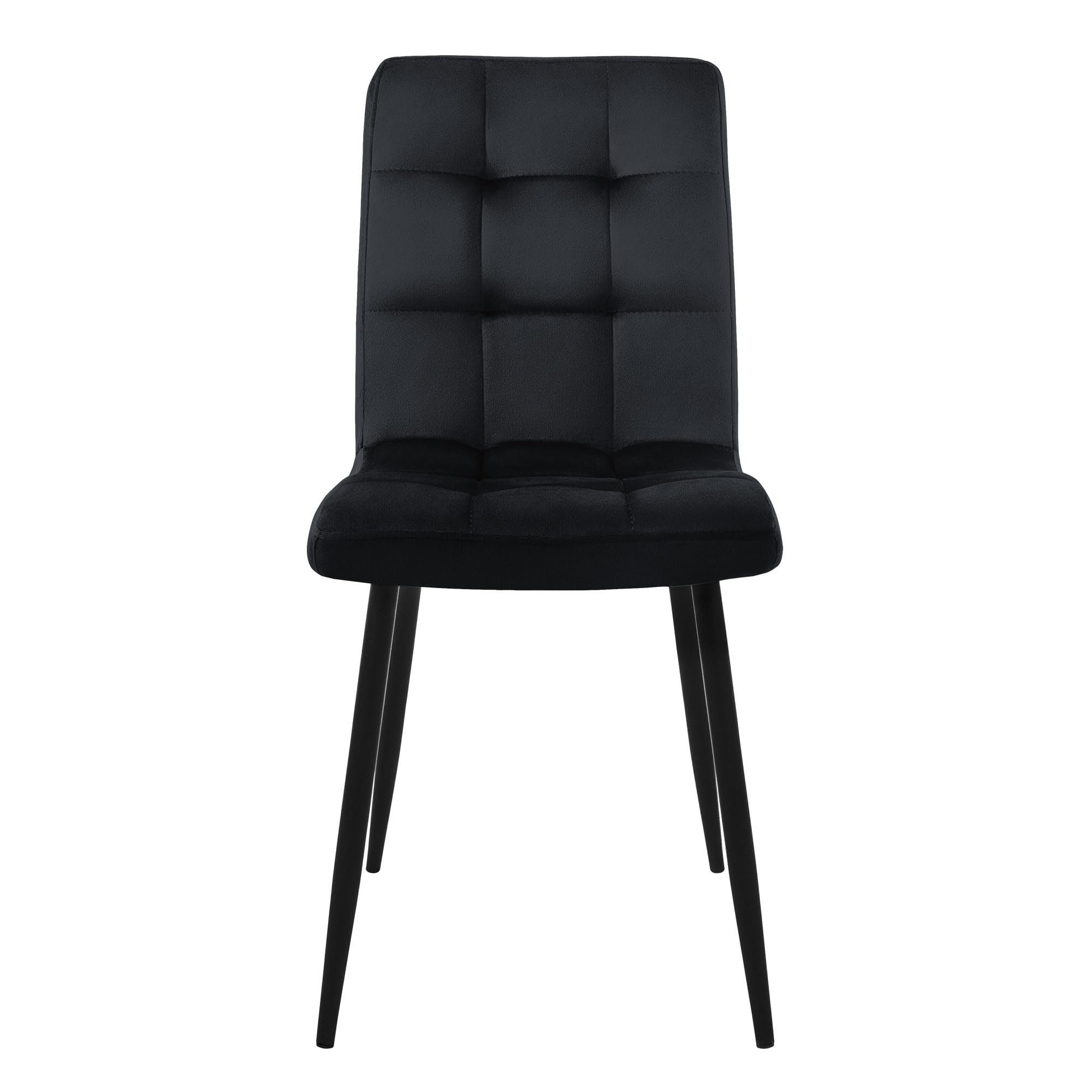 ML-Design Set de 4X Sillas de Comedor con Respaldo Asiento Ergonómico Acolchado Tapizado de Terciopelo Negro con Patas de Metal Sillón de Diseño Moderno para Mesa de Salón, Escritorio o Cocina