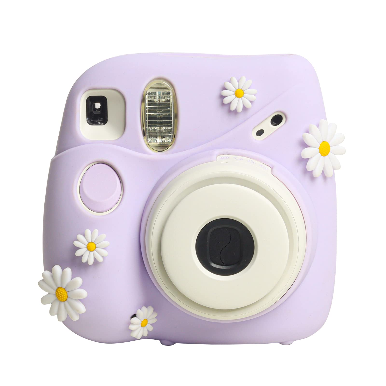 RieibiMini 7+ Case - Silicone Camera Case for Fujifilm Mini 7 Plus Instant Camera - New Version Cover with Removable Shoulder Strap - Purple