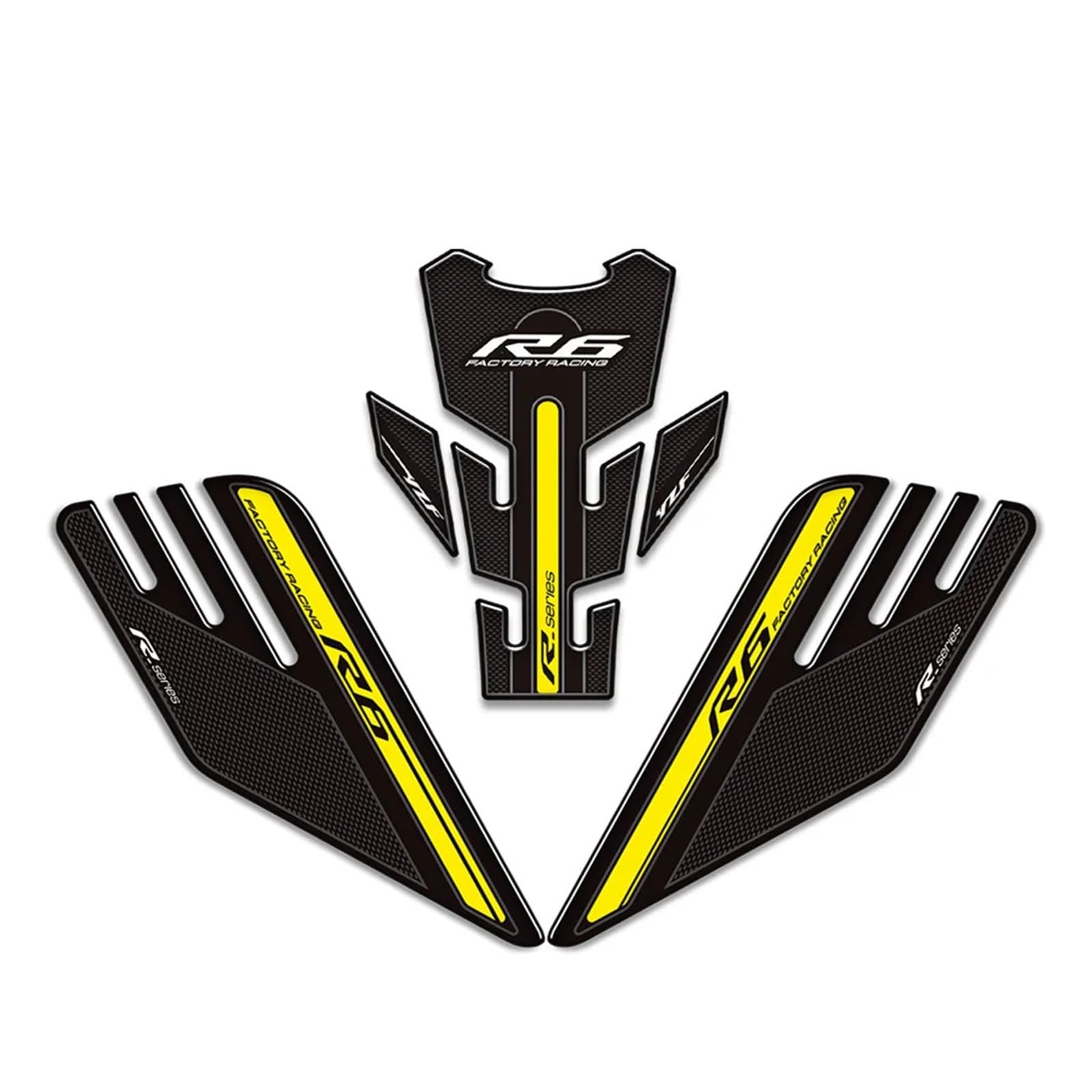 Decoration for Yamaha YZF-R6 YZF R6 YZFR6 3D Decals Fuel Tank Pad Knee Protector Stickers(Yellow)