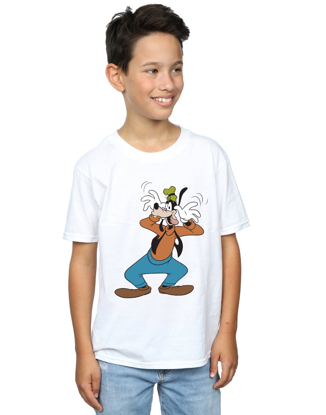 Disney Boys Goofy Crazy T-Shirt White 9-11 Years