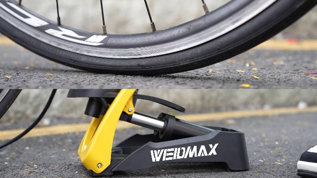 Bike Tire Pump WEIDMAX Double Barrel Foot Pump, Double Cylinder