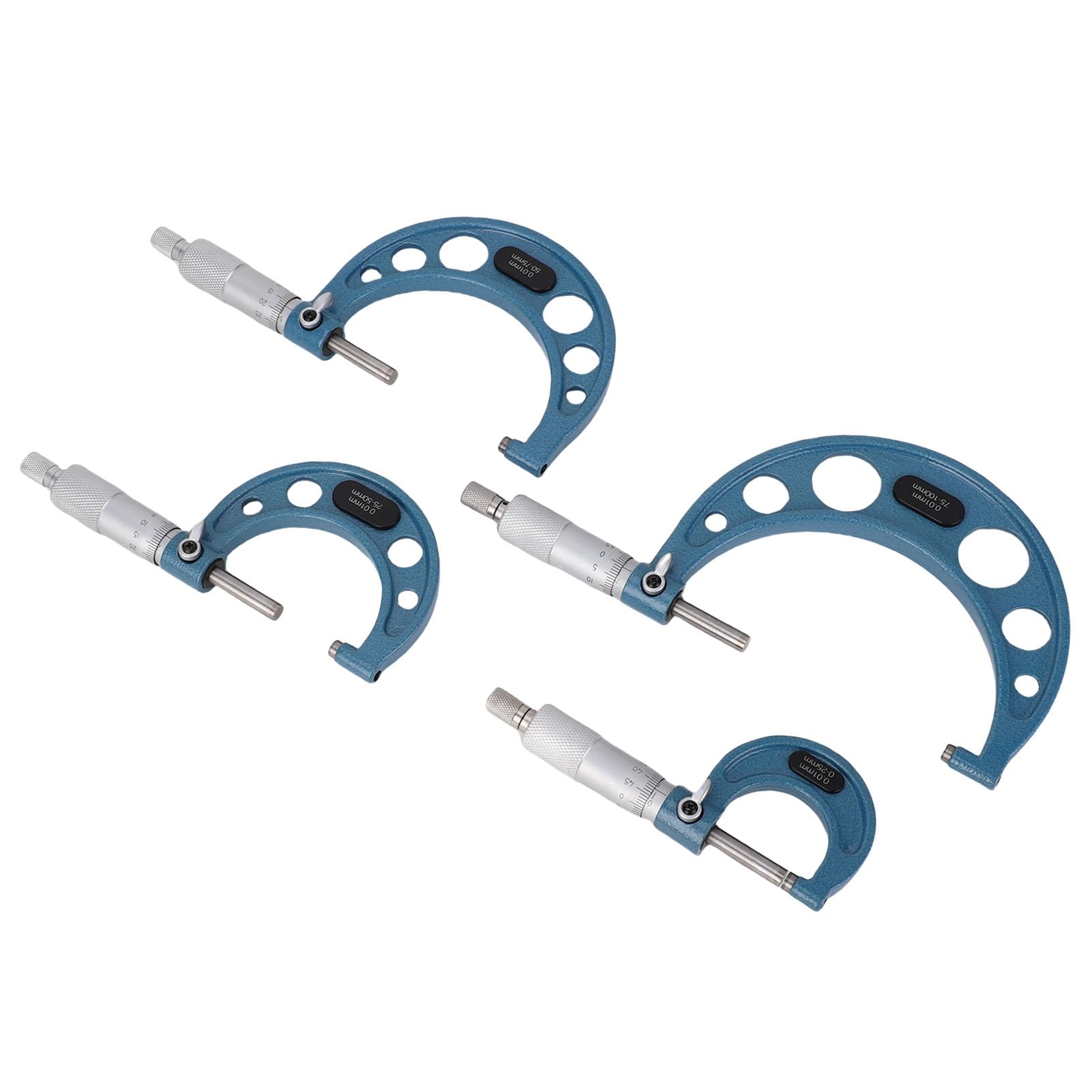 Topiky Set Micrometro Esterno 0-100 Mm Strumenti di Misurazione Ad Alta Precisione da 4 Pezzi per Ingegneria e Controllo qualità Costruzioni in Acciaio Inossidabile