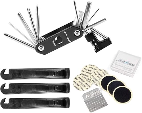 Miniatura 8 de Kit de herramientas de reparación de bicicletas, kit de herramientas de reparación de bicicletas con mini bomba 14 en 1, kit de herramientas