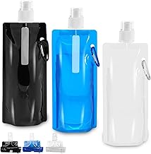 3 Stück 500ML Faltbare Trinkflasche,Tragbarer Zusammenklappbare Wassersack,Wiederverwendbare Faltbare Wasserflasche,Faltbare Wasserflaschen Set für Wandern,Abenteuer,Reisen,Unisex Adult