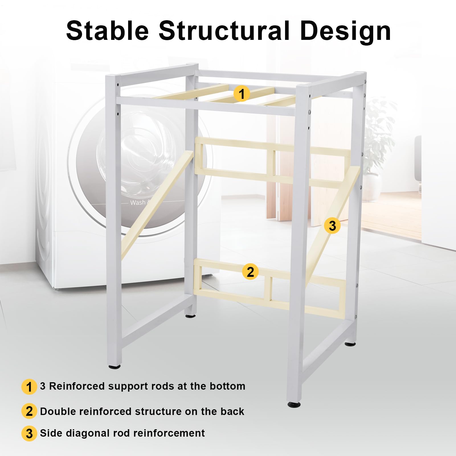 2 Ebenen Waschmaschine trockner schrank höhenverstellbar (90 cm/95 cm/100 cm) -Waschmaschine und trockner übereinander tragfähigkeit 300 kg,Waschturm geeignet für Badezimmer und Waschküchen,Weiß