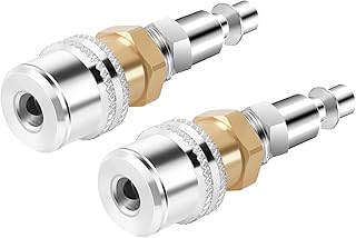 GODESON Lock On Air Chuck,1/4FNPT Closed Flow Brass Tire Chuck with Standard Male Quick Plug,Tire Air Chuck for Tire Inflator Gauge and Air Compressor(2 Pack)