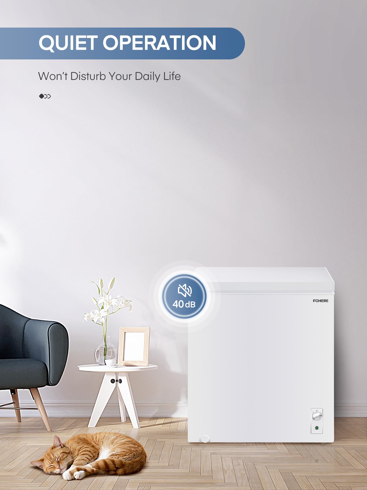 7.0 Cubic Feet Chest Freezer, Fohere Deep Freezer With 3 Removable Storage Baskets, Adjustable Thermostat Compact Small Freezers, Free Standing Top Open Door For Homes, Basements, Garages, Rvs on Fridge.com - View 6