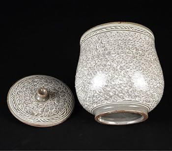 Amazon.co.jp: 韓国 人間国宝 釜谷陶房 松南 申相浩 花文 蓋付 水指 共