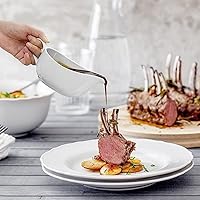 Vista 2 de Qlans Salsera con Cucharón y Platillo de 17 Oz, Salsera de Cerámica con Bandeja para Aderezos de Ensalada, Leche, Salsas Calientes, Crema, Caldo