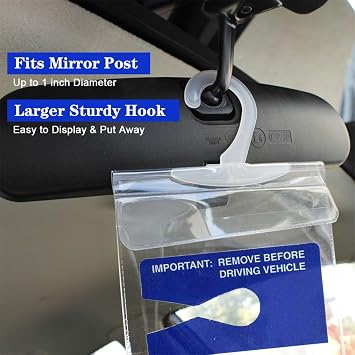 Handicap Placard Holder for Auto 11.8 x 5 Ultra Transparent Handicapped Placard Holder Disabled Parking Permit Holders for Car with Plastic Large Hanger 2 Pack