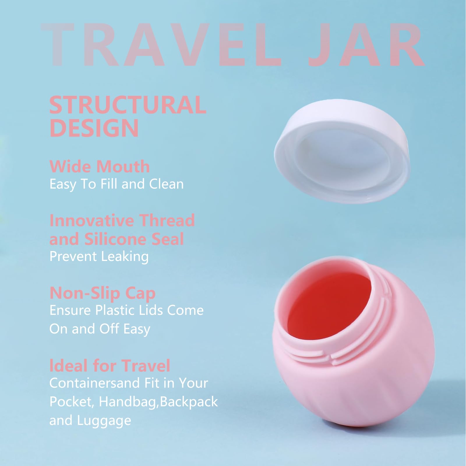 Janety 4 Pezzi Contenitori da viaggio per articoli da toeletta, 50 ml Porta Creme da Viaggio, Barattoli in Silicone per Crema con Sacchetto Trasparente, Etichette e Piccole Spatole
