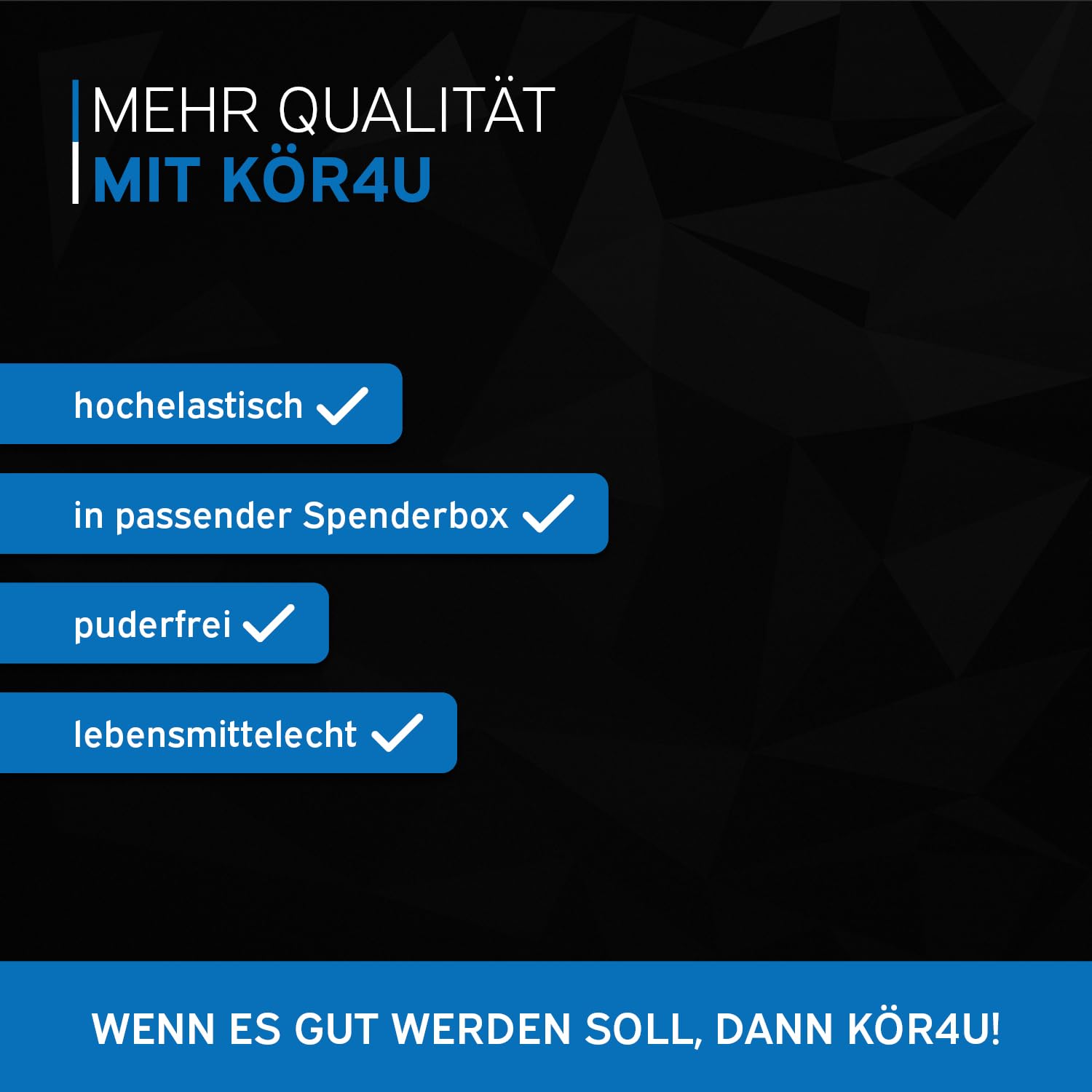 kör4u 1000 guanti in nitrile, senza polvere, senza lattice, usa e getta, guanti monouso (nero, S)