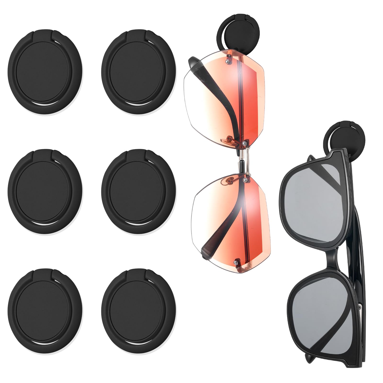 8-pak organizer na okulary przeciwsłoneczne, ścienny, okrągły, montowany na ścianie, uchwyt na okulary przeciwsłoneczne, wiszący organizer na okulary przeciwsłoneczne, czarny uchwyt na okulary