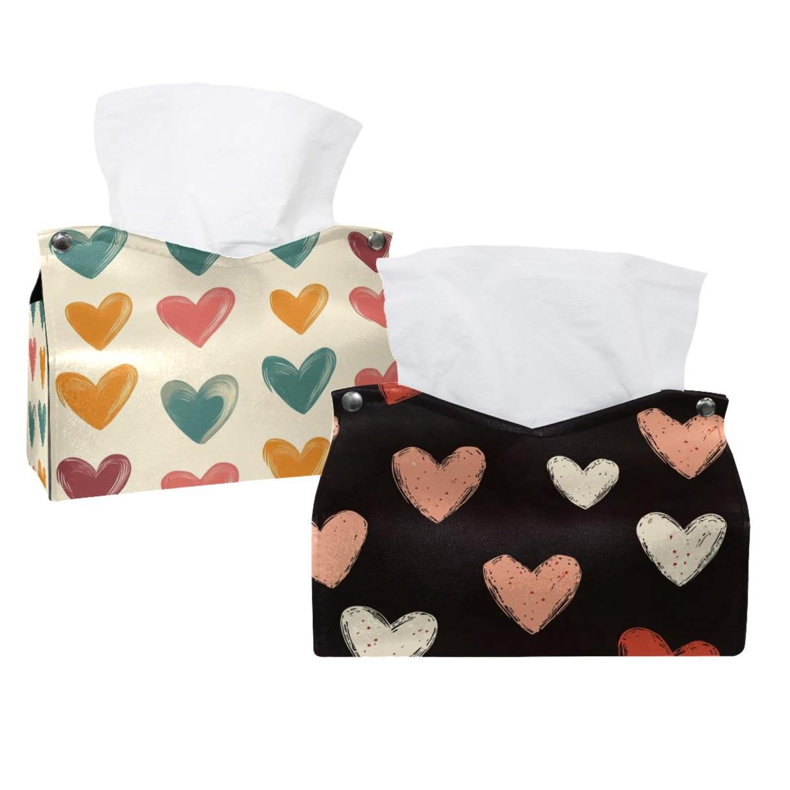 Housse de boîte à mouchoirs en cuir Joli Cœur pour décoration de salle de bain et bureau