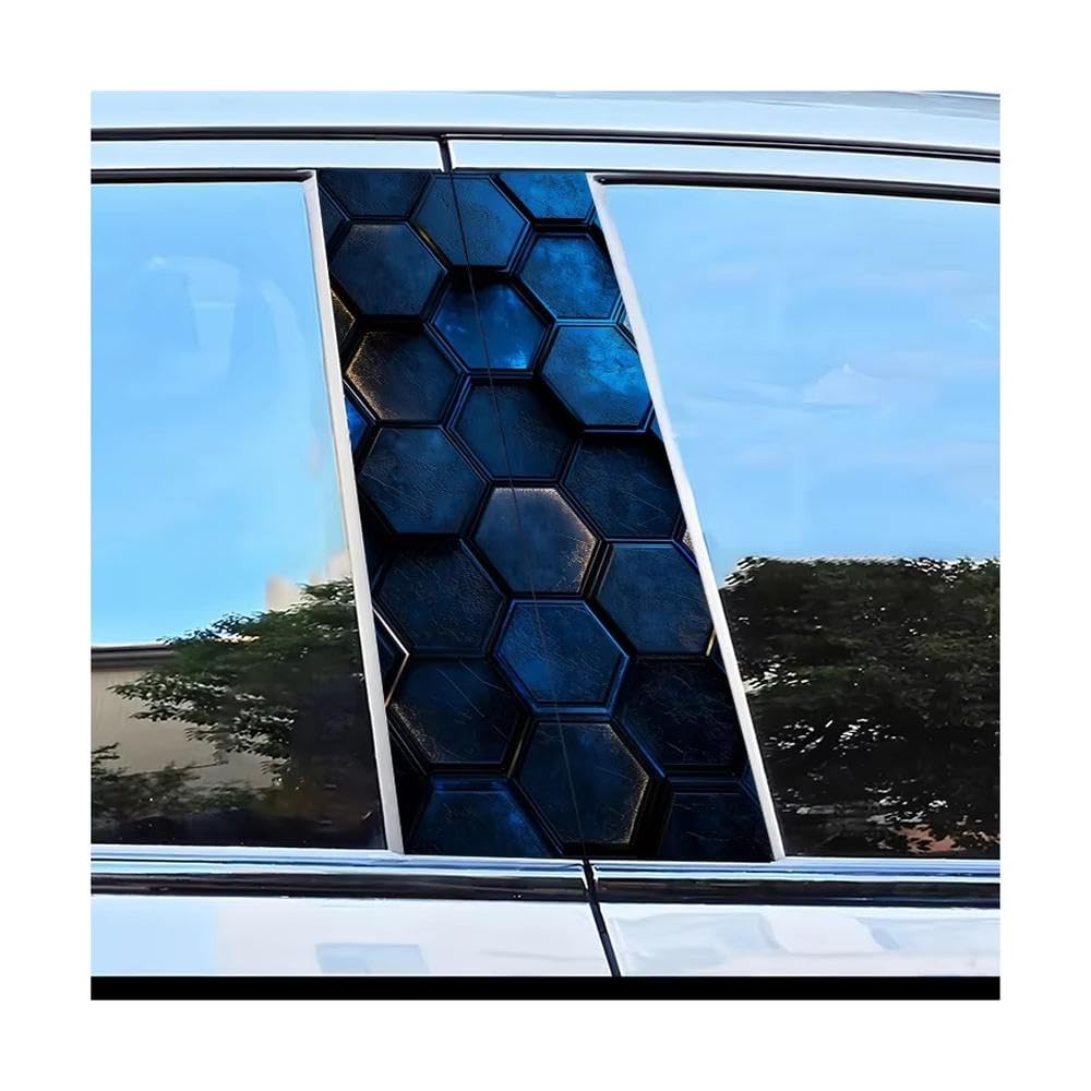 Dabhuoc One Color Car Parts 2 Pcs Car Door Post Decals Hexagon Pattern Scratch Resistant Film