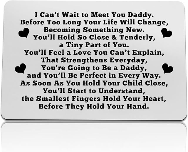 Metal Wallet Card New Dad Gifts Daddy to Be Gifts for Husband Son Soon to Be Daddy Gifts Pregnancy Baby Announcement Gift for Him First Time Dads Gifts from Wife New Dad Baby Shower Christmas Jewelry