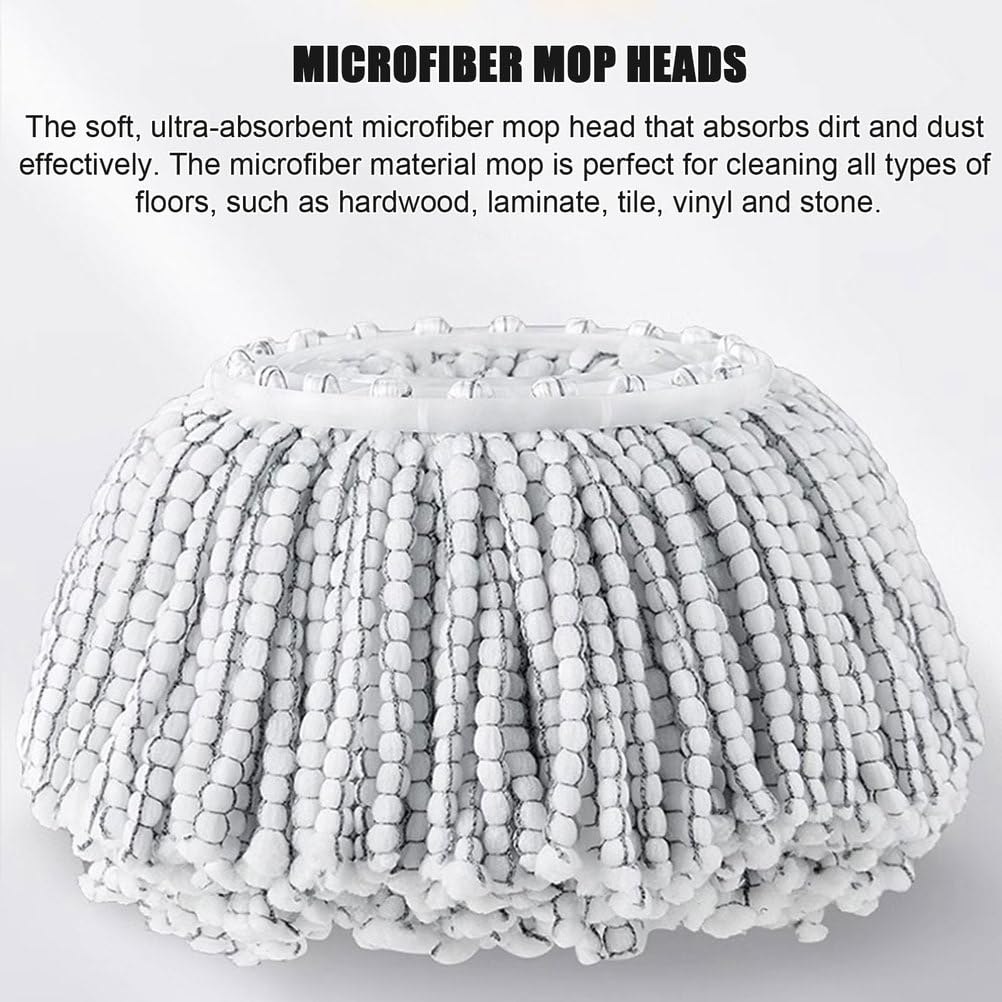Este Juego de fregona giratoria y Cubo para el hogar - Sistema de Limpieza de Suelos con autoescurrido - Incluye 5 recambios de Cabezales de Microfibra Lavables para la Limpieza de Suelos de