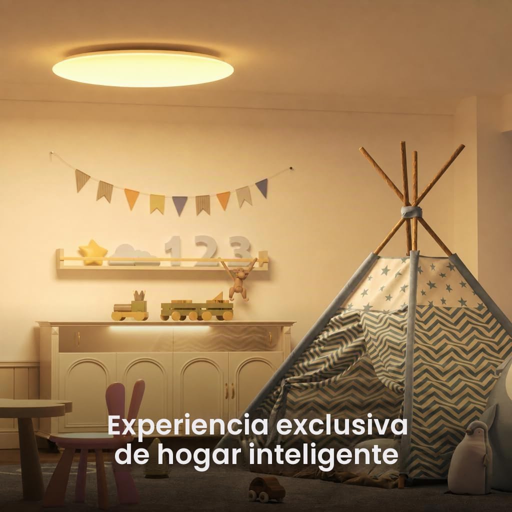 Yeelight Plafón LED Techo Inteligente con Retroiluminación RGBCW, 60cm 50W Lámpara de Techo Regulable Montaje Rápido, 4500LM, 16M Colores, 2700K-6500K, Alexa y Google, Lámpara LED Techo Grande