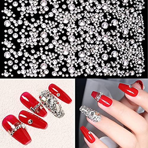 3 Boxes Nagel Kunst Strass, 4500 Stücke Flache Rückseite Gems Runder Kristall Strasssteine mit Pick up Pinzette und Strass Picking Stift für Handwerk Nagel Gesicht Kunst Kleidung Schuhe Taschen DIY – Bild 3