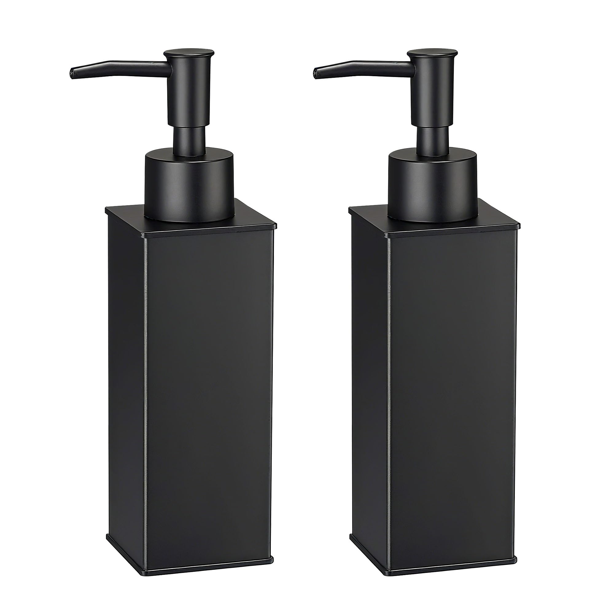 BGL Dispensadores de jabón, 2 unidades, dispensador de líquido de pie de acero inoxidable 304, botellas con bomba cuadradas para decoración de baño y cocina, color negro