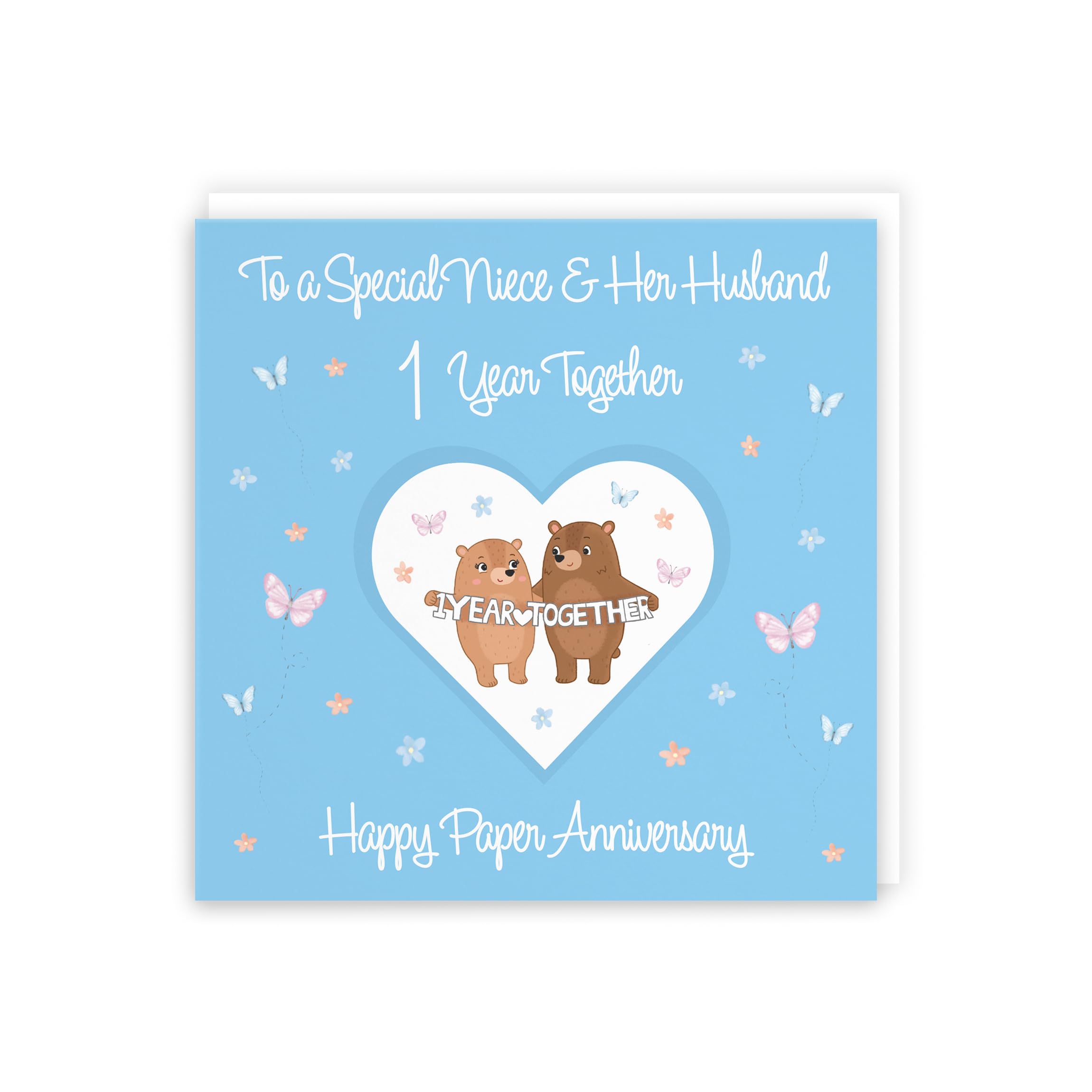 Hunts England, Niece & Husband 1st Anniversary Card, 1 Year, Paper Anniversary, Romantic Meadows, Fun Card - Image 3