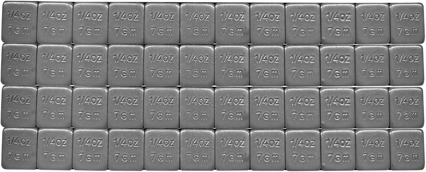 48PCS 1/4 Oz Adhesive Backed Wheel Weights, 0.25Oz Tire Balancing Wheel Weights with Strong Adhesive, EasyPeel Type Low Profile Tire Weight Strip Box for Car Truck SUV Motorcycle