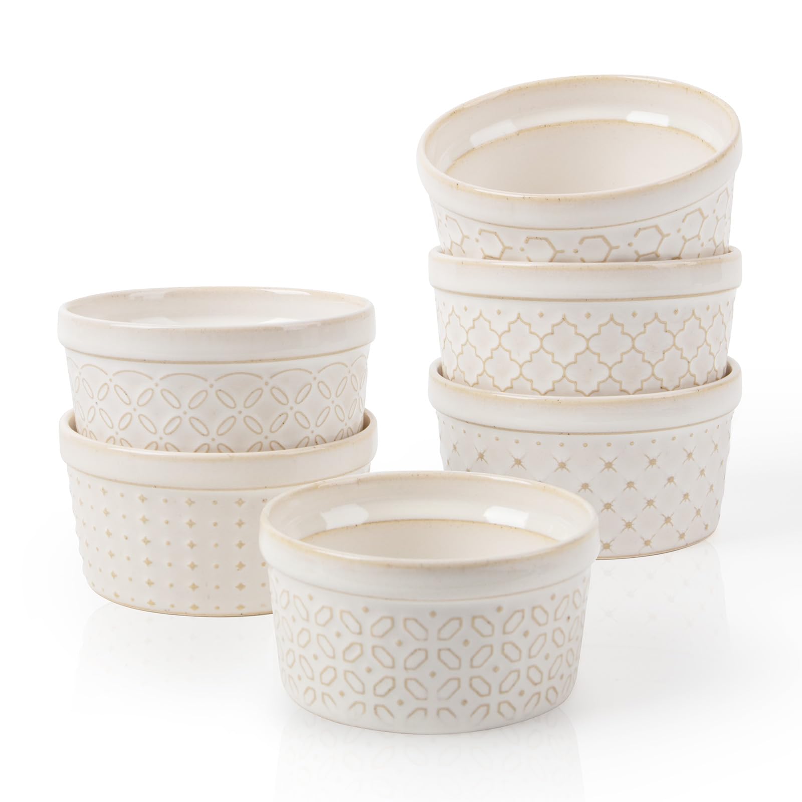 DOWAN Creme Brulee - Set di 6 ciotole in porcellana, 235 ml, resistenti al forno, 8 oz
