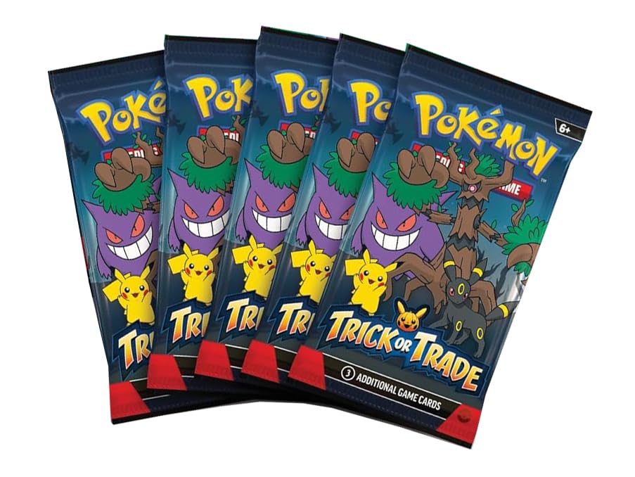 Pokemon Trick or Trade (3 Card) Booster Pack - 2024 Series - x5 Lot - Cosmos Foil Exclusives
