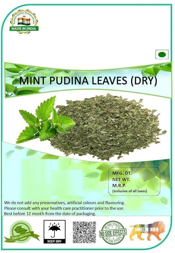 DIIX Mint Pudina Leaves (पुदिना पत्ति) | 200 GMS Pudina On Sun Roof Dry Leaves