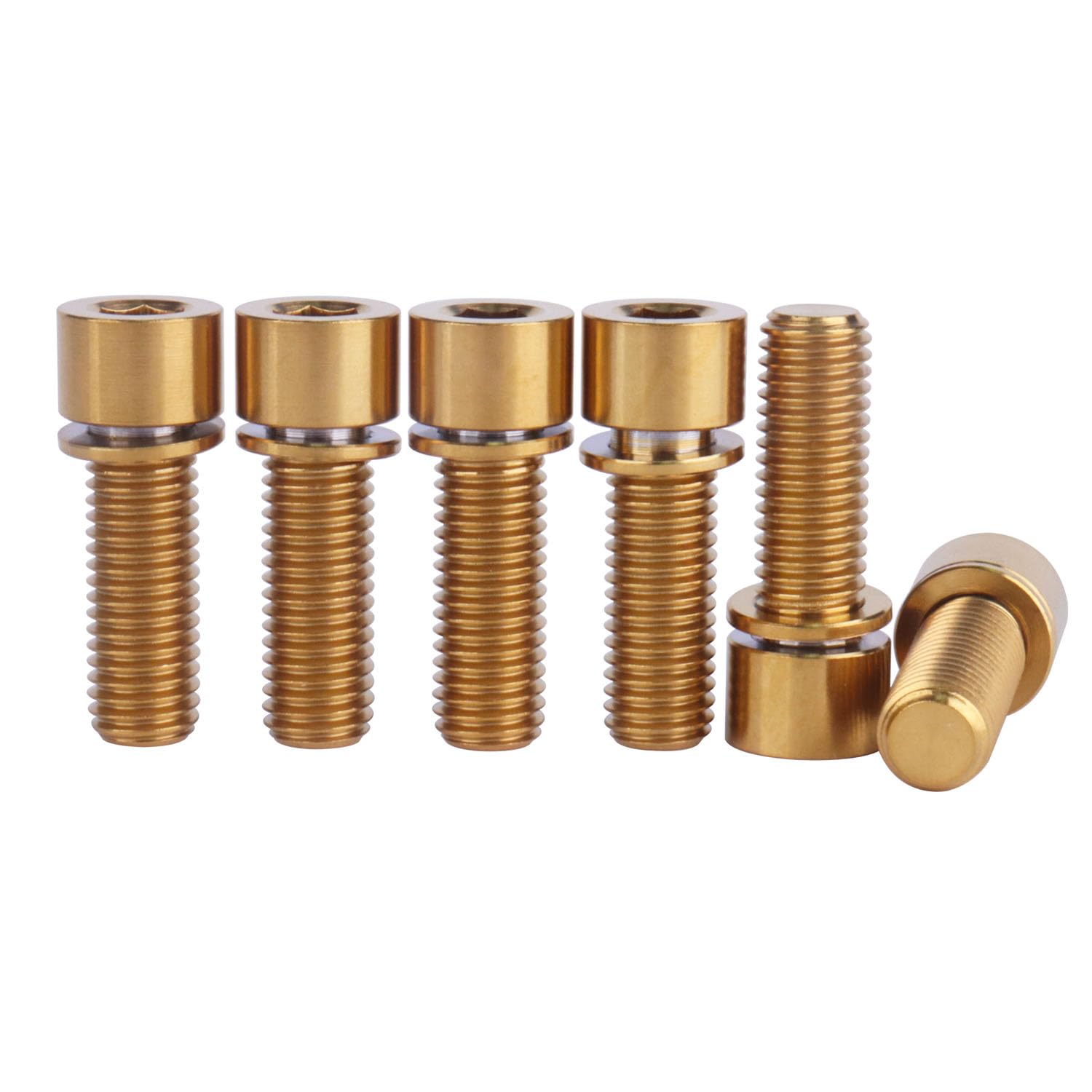 UHDFBDHF Titanium Bicycle Stem Bolts, M7x20mm, Hex Allen Head, with Washers, Pack of 6