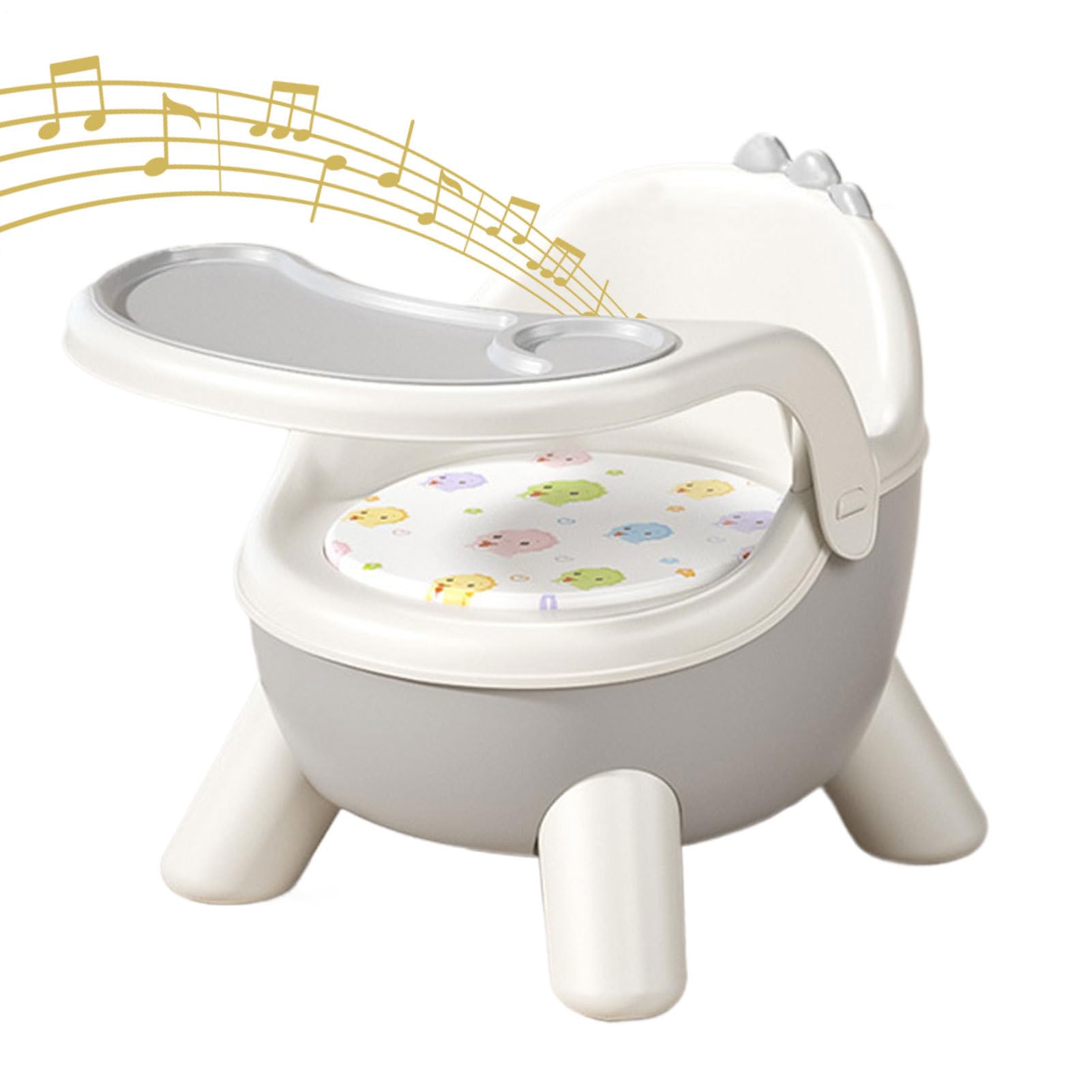 Chaise Bébé Repas Siège Rehausseur Pour Tout-Petits Avec Son Pour Manger | Siège de Table Bébé Portable avec 2 Plateaux Amovibles pour Extérieur