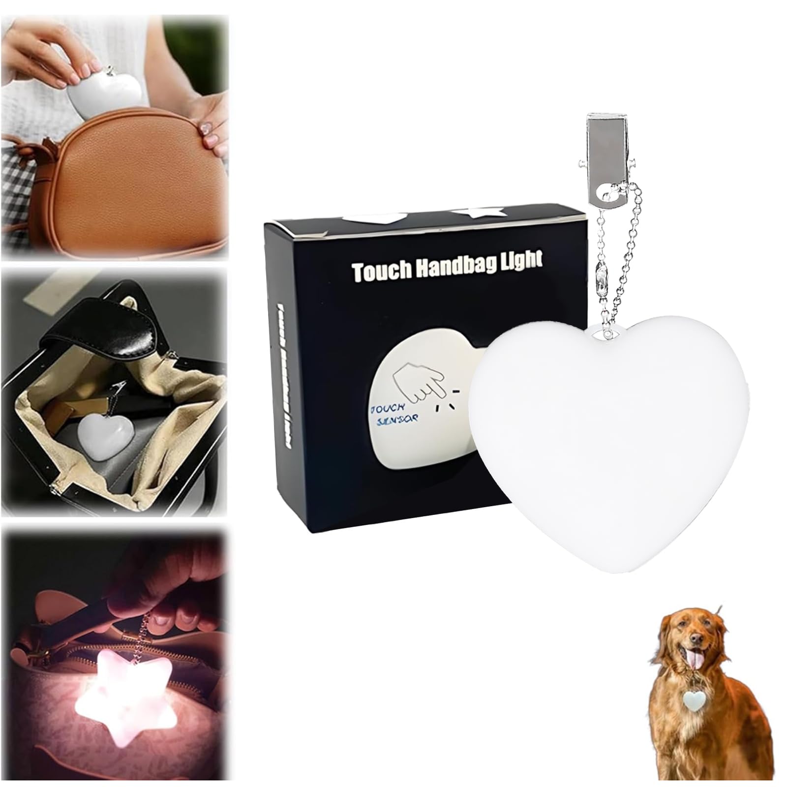 nnOuOnn Handbag Light Purse Glow Heart Light, Portable Touch Purse Lights
