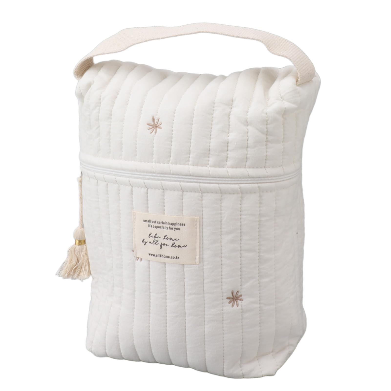 Sonew Cute Star Quilted Cotton Diaper Bag with Zipper, Embroidered Stroller Bottle Pouch for Wipes & , Charming Functional Design