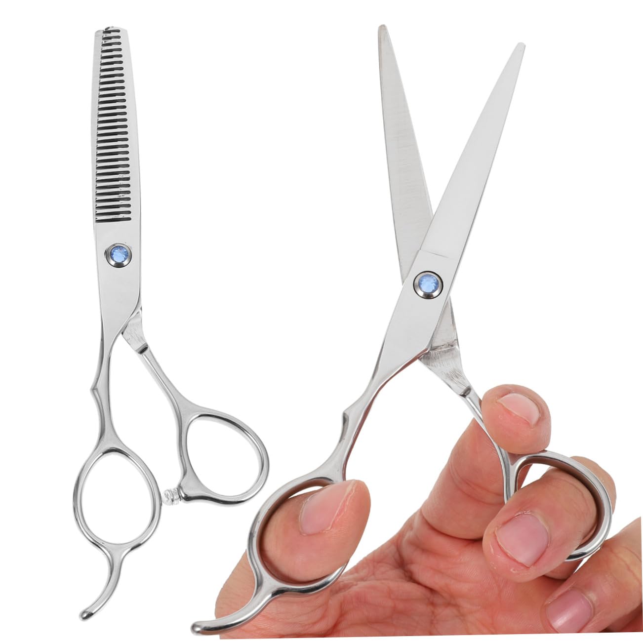 ABOOFAN Ciseaux de Coiffure Gauchers pour Usage Professionnel et Amateur 2 Pièces en Acier Inoxydable Poignée Ergonomique et Design Innovant Argenté