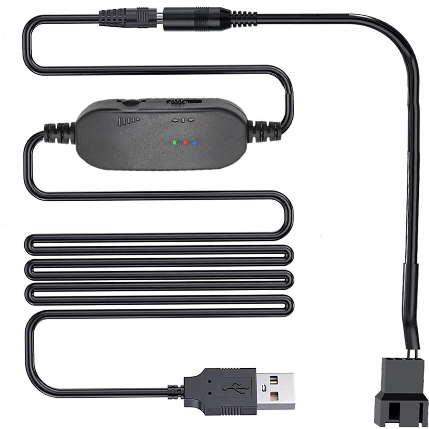 Controlador Velocidad Ventilador PC 12V,USB DC 5V Refuerzo a 12V 2 Pines regulador de Ventilador con 1 a 1 Cable Adaptador de Corriente Ventilador para chasis de PC