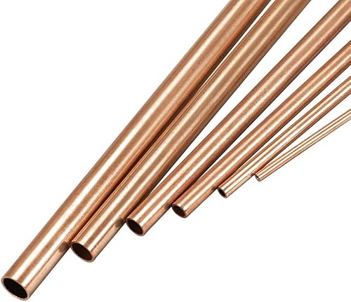 Miniatura 1 de uxcell Tubo de cobre, 0.079 in, 0.118 in, 0.157 in, 0.197 in, 0.236 in, 0.276 in de diámetro exterior x 0.020 in, grosor de pared, 11.811 in de