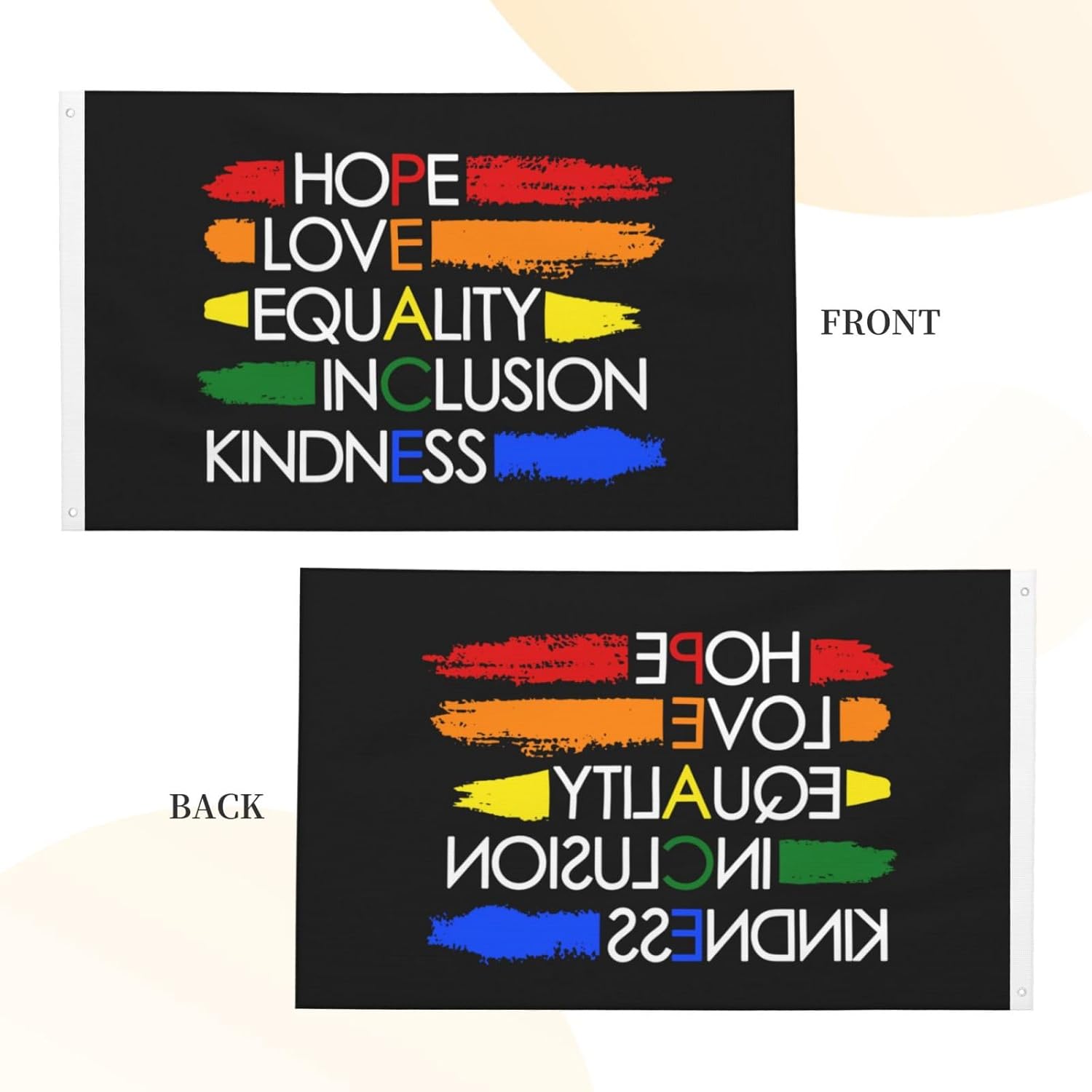 Kindness Peace Equality Love Inclusion Hope Diversity Flag 3x5 Foot Durable And Fade Resistant,Perfect For Any Balcony Or Courtyard,Garden Decorative Banner - Image 5