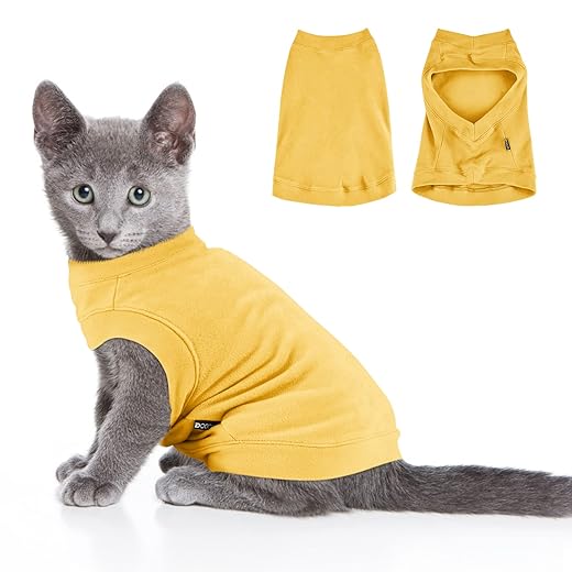 Dociote Jersey de forro polar para perros pequeños, chaleco para perros pequeños, abrigos de invierno y otoño, chaquetas para perros, cachorros, gatos, gatitos, ropa para clima frío, amarillo S