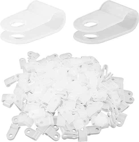 Miniatura 23 de Antrader Abrazadera de cable tipo R, clips organizadores de cables de nailon blanco para 3/8 pulgadas de diámetro, paquete de 200 unidades con