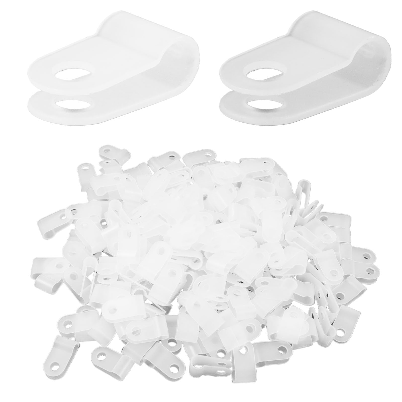 Antrader Rope Light Clips with Stainless Steel Screws,Nylon Screw Mounting Cord Fastener Clips for 1/5 Inch Diameter Wire Management,White,200Pcs