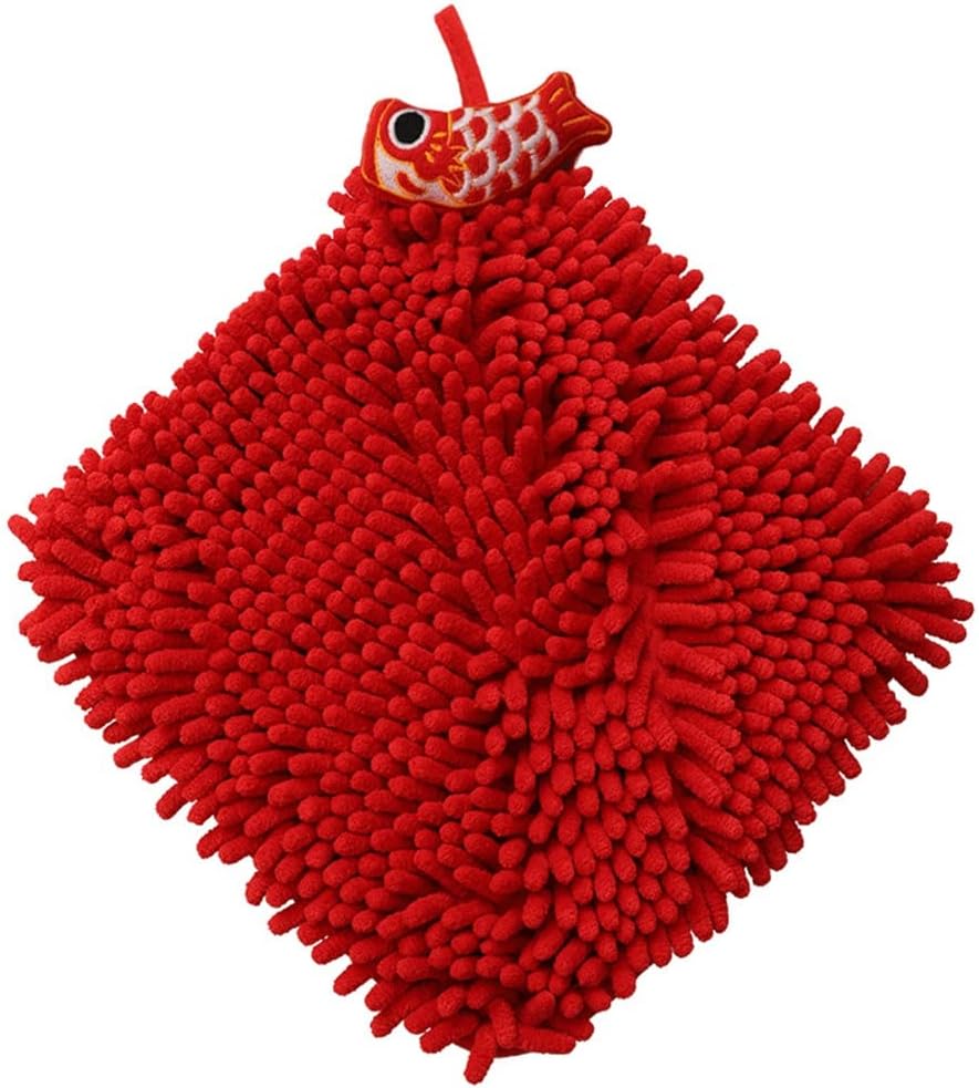 Red Chenille Soft Hand Towel Chinese Three-Dimensional Cartoon Handkerchief Household Embroidery