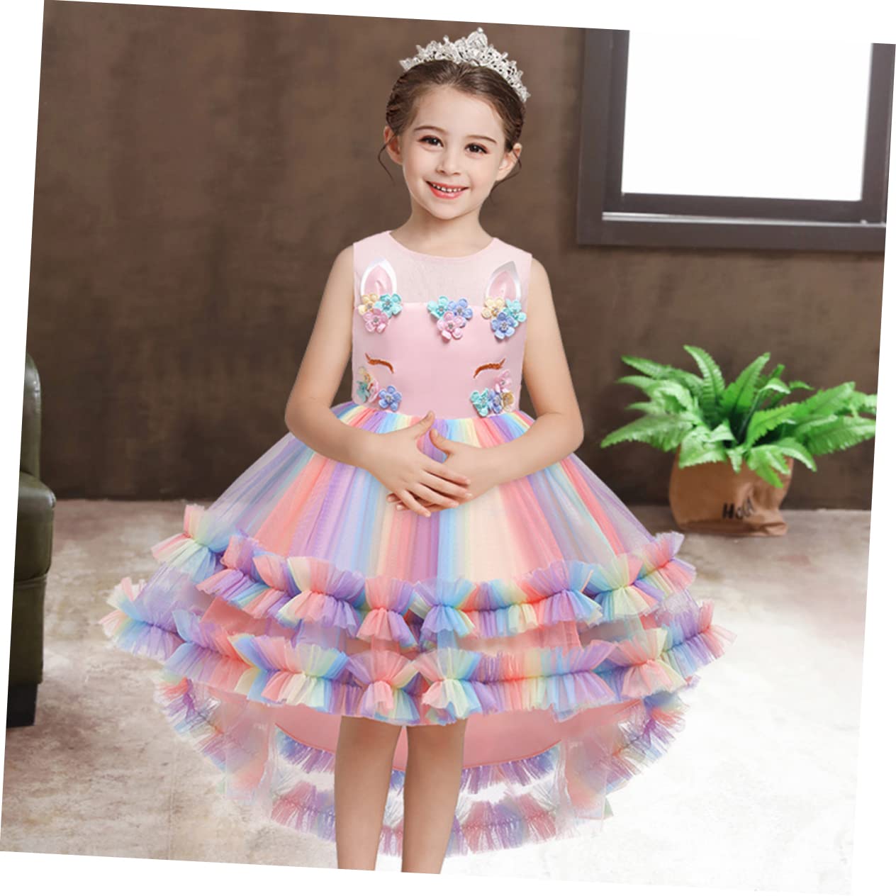 Garneck Vestito Gonna Tulle Rosa Costume per Feste Cosplay e Compleanni Gonna Tutu Traspirante e Leggera per Bambine