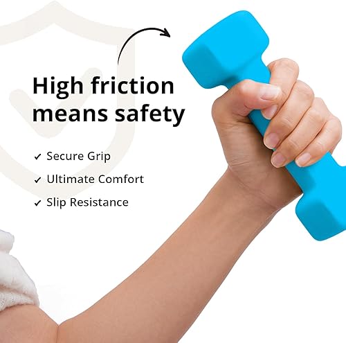 Miniatura 3 de Portzon - Juego de 2 mancuernas de neopreno, pesas para mano, antideslizantes, no ruedan Azul oscuro,Rosado,Rojo