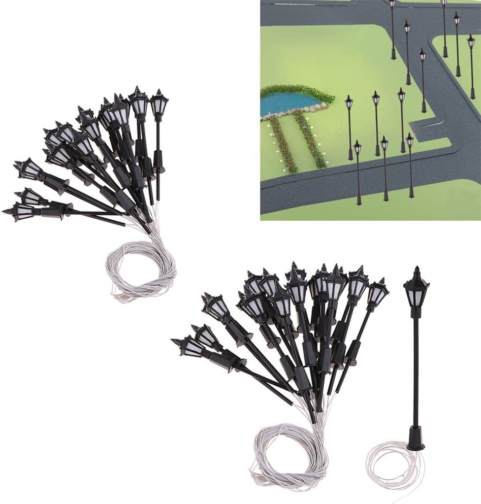 40pc 1:100 1:75 Scale Garden Crossing s 3V White - HO OO Scale Miniature Street s for Model Railway Landscape, 20 Pieces Each Scale, 2.55-2.75 inch Height, Suitable OO HO Scale