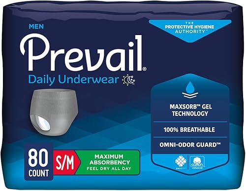 Prevail - Ropa interior protectora para hombre - Ropa interior para incontinencia pull-up - Pañal desechable para adultos - Máxima absorción -